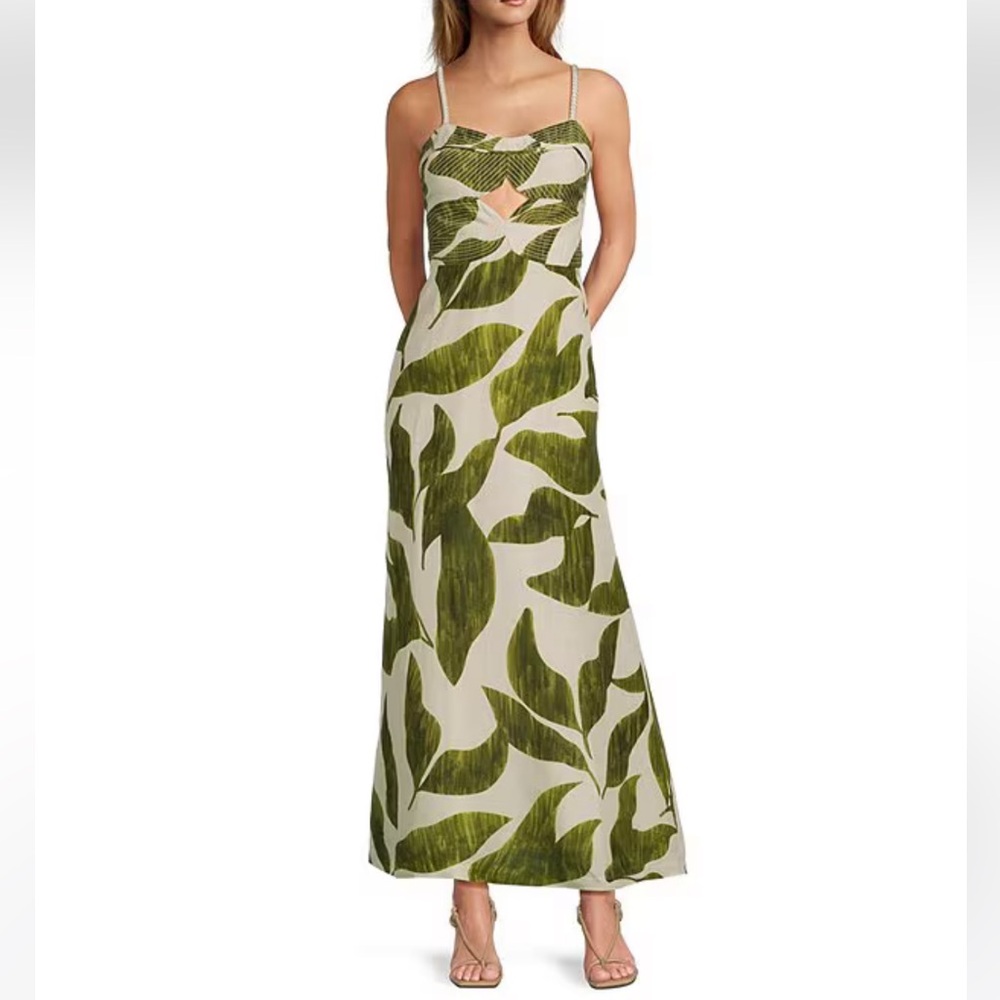 NWT Antonio Melani x M.G. Style Finley Linen Blend Sweetheart Neck Maxi Dress - Picture 11 of 16